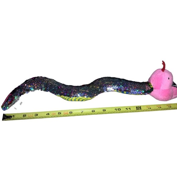 Flip Sequin Plush Toy Snake 16 inch Long Pink Head - Picture 7 of 16
